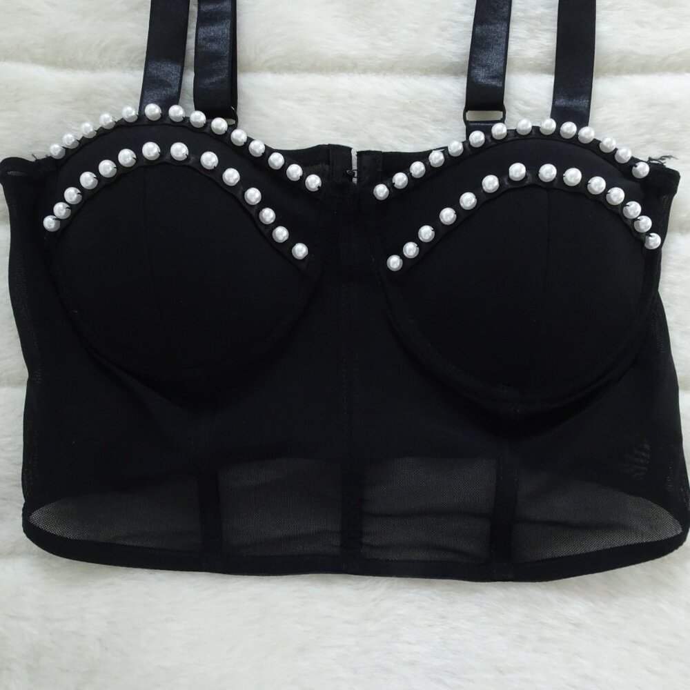 Say What ? Bralette Bra Top Medium Black - Picture 2 of 7